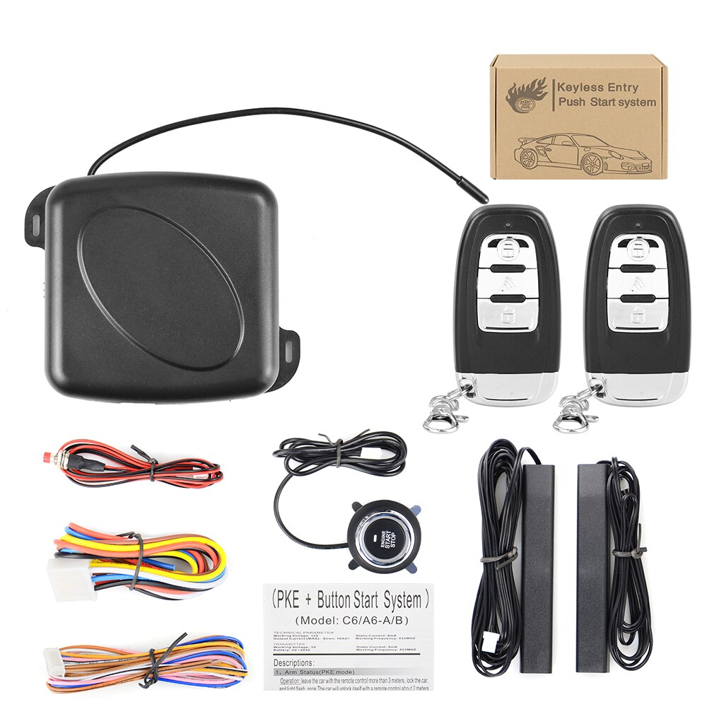 Auto Car Alarm Car Engine Push Start Button RFID Lock Ignition Starter Keyless Entry Start Stop Immobilizer Anti-theft System: E