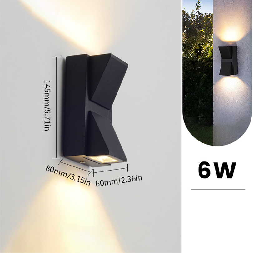LED-Wandleuchten für Höhle Innen- und Außenbereich, IP66, wasserdicht, nach oben und unten, 6 W, LED-Wandleuchte, oberflächenmontiertes LED-Licht für Höhle Garten, Veranda: Gelb / 6w