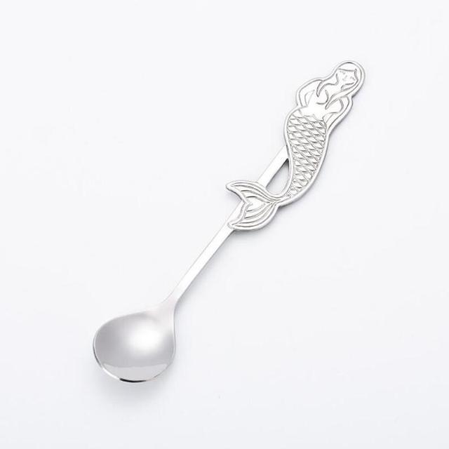 Cuillère à café et à Dessert sirène en acier inoxydable, cuillère à thé Moka à sucre et crème glacée, accessoires de cuisine, vaisselle, de décoration: B