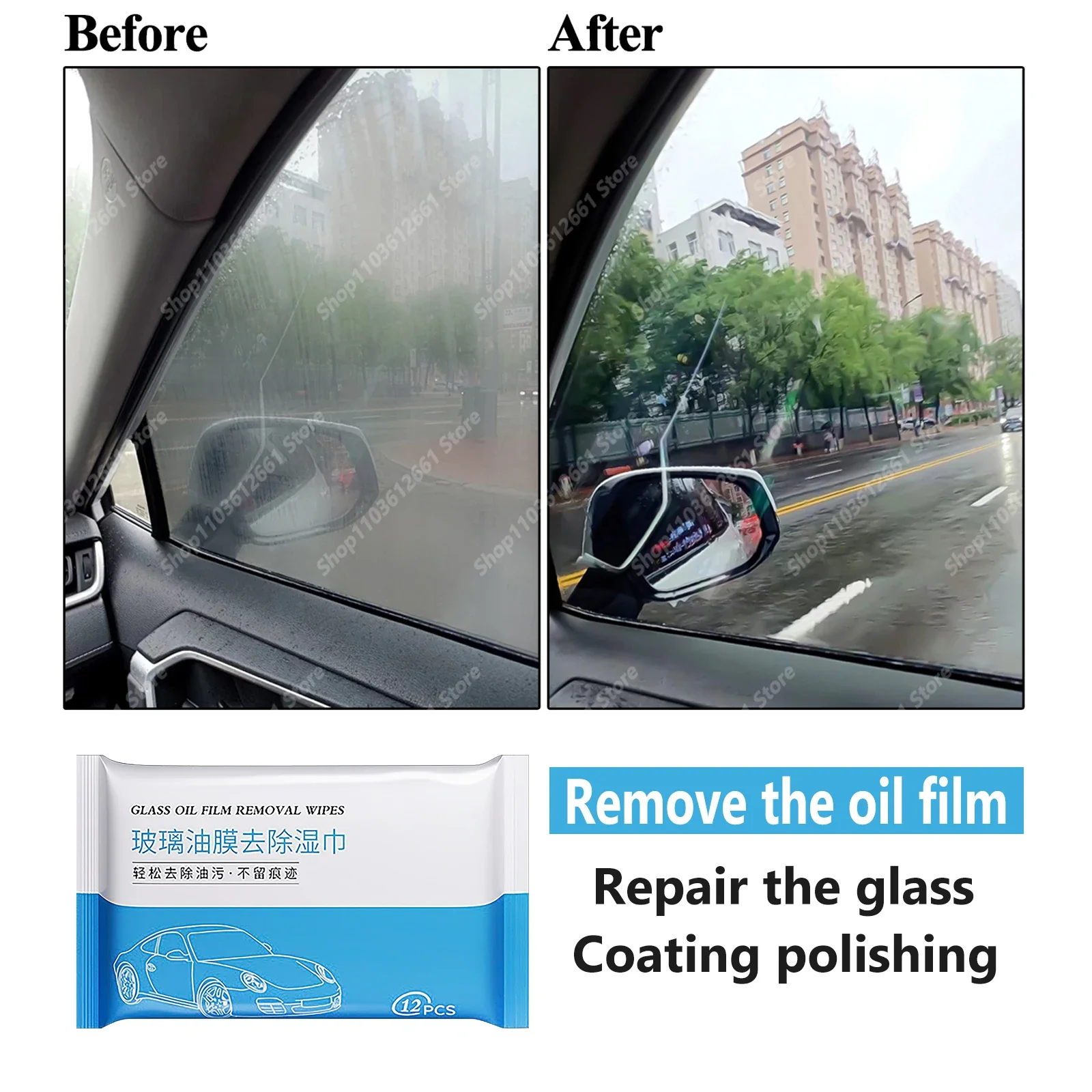 Reparação de vidro do carro revestimento filme de óleo toalhetes limpos espelhos retrovisores anti-nevoeiro à prova de chuva janelas limpeza lâmpada de vidro agente de polimento