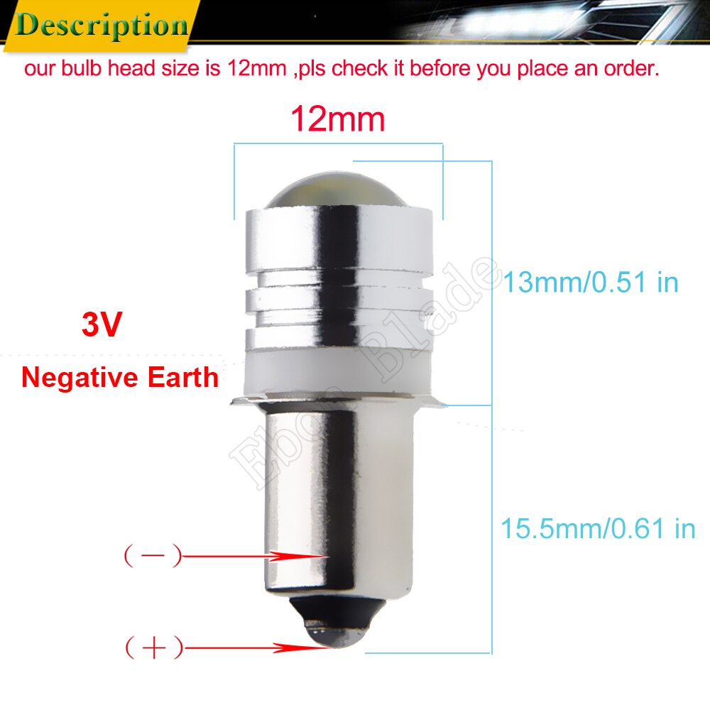 Pair P13.5S PR2 PR3 COB 1W LED Upgrade Bulb White For Flashlight LED Replacement Torch Work Light Lamp 3V 6V 12V 18V 24V 30V: 3V DC