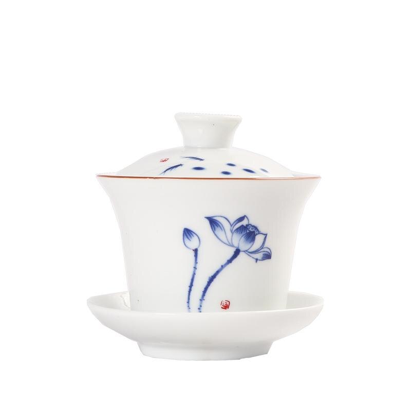Keramisk gaiwan tesæt te terrin kinesisk kungfu tekopper porcelæn teskål ware terrin keramik tekopper tekander gai wan sæt