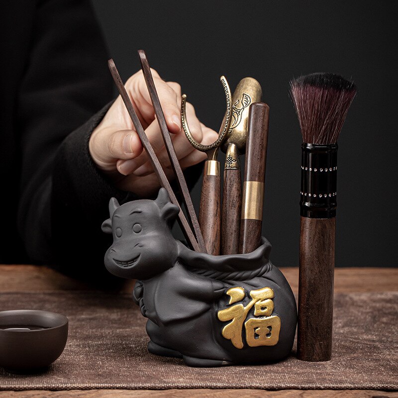Tea Ceremony Six Gentlemen Tea Accessories Sandalwood Tea Knife Tea Clip Tea Spoon Tea Needle Practical Tea Set Ornaments ZH598