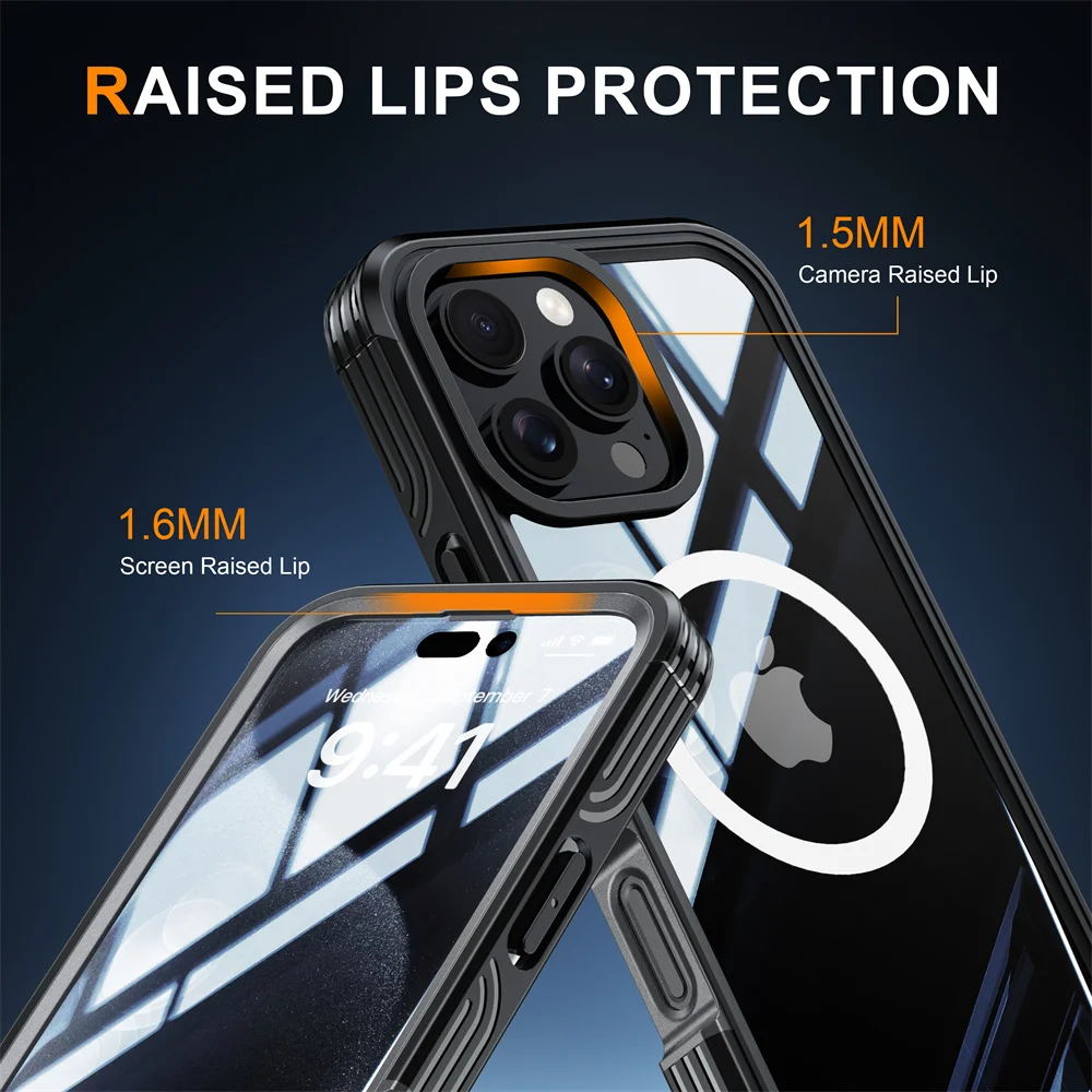 Full Body Bescherming Magnetische Case voor iPhone 16 Pro Max 16e 15 Plus Cover Gehard Glas Magsafe Schokbestendig Fundas Coque Capa