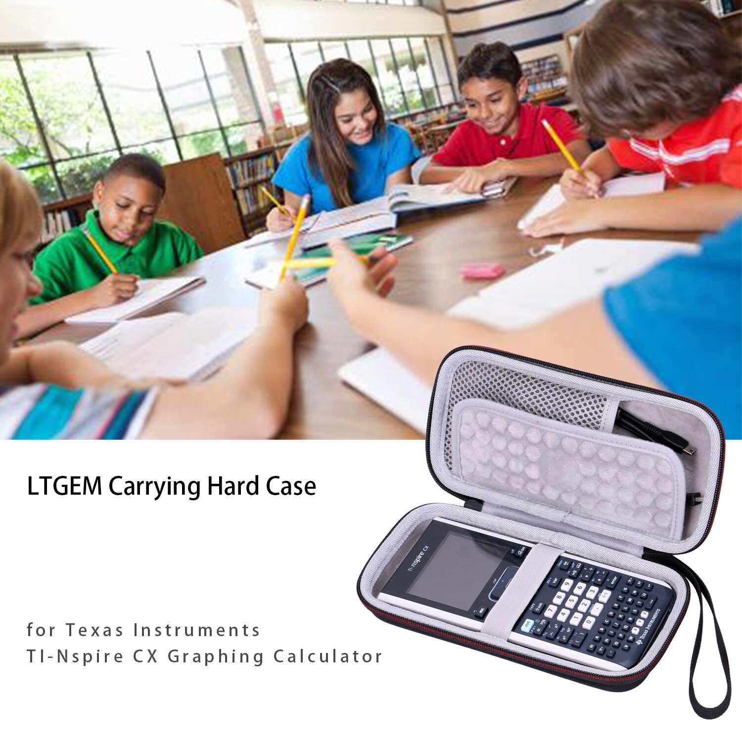 LTGEM EVA Waterdichte Shockproof Carrying Hard Case Voor Texas Instruments TI-Nspire CX Grafische Rekenmachine