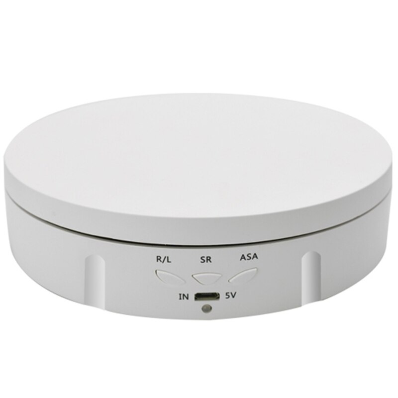 3 Speeds 14.6cm Intelligent Electric Rotating Display Stand Mirror Turntable Jewelry Holder Battery/USB Power: White