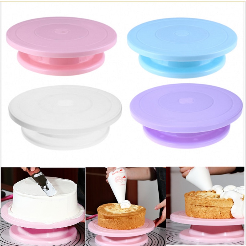 Plastic Taart Plaat Draaitafel Roterende Anti-Slip Ronde Cake Stand Taart Decoreren Draaitafel Keuken Diy Pan Bakken Te