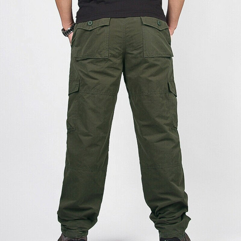 Pantalon cargo thermique chaud pour homme, vêtement de travail en hiver, avec poches, épais, pour l'extérieur