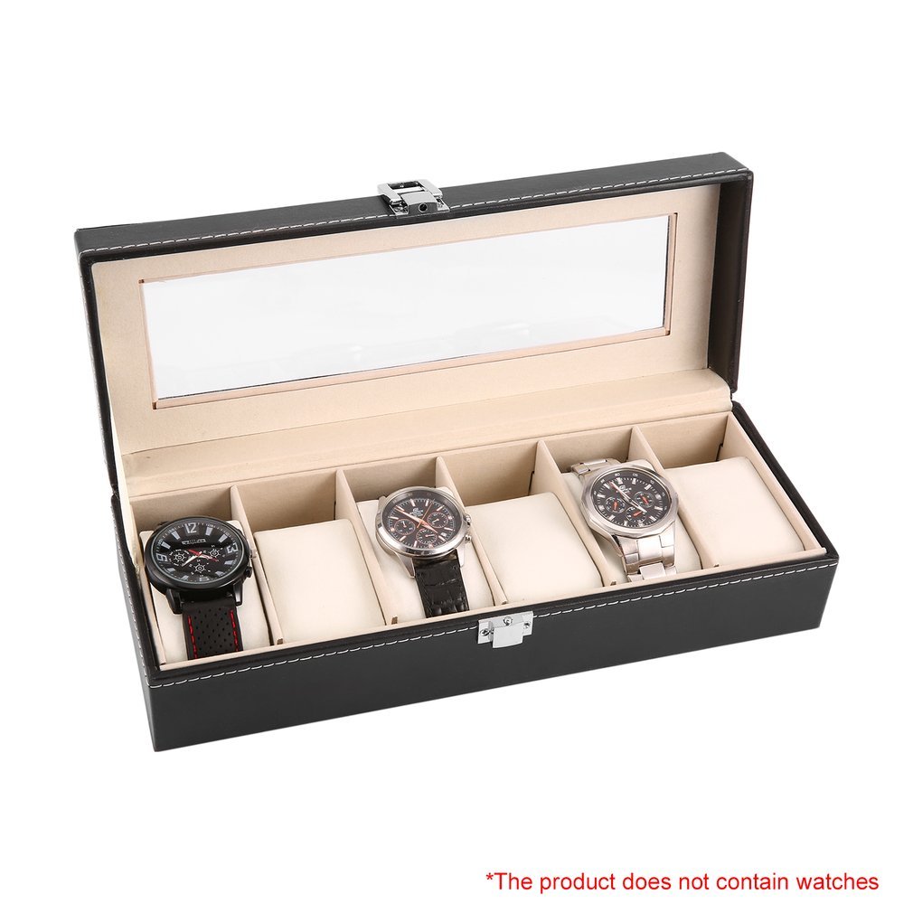Pu Leer/Hout Horloge Sieraden Ketting Ringen Opbergdoos Display Container Houder Lade Zippere Reizen Horloge Collector Case