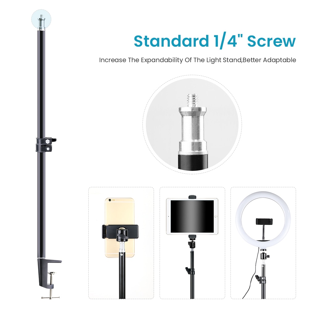 LED Ring Light - Dimmable Selfie Lamp with Stretchable Phone Holder Clip for Live Photo Studio