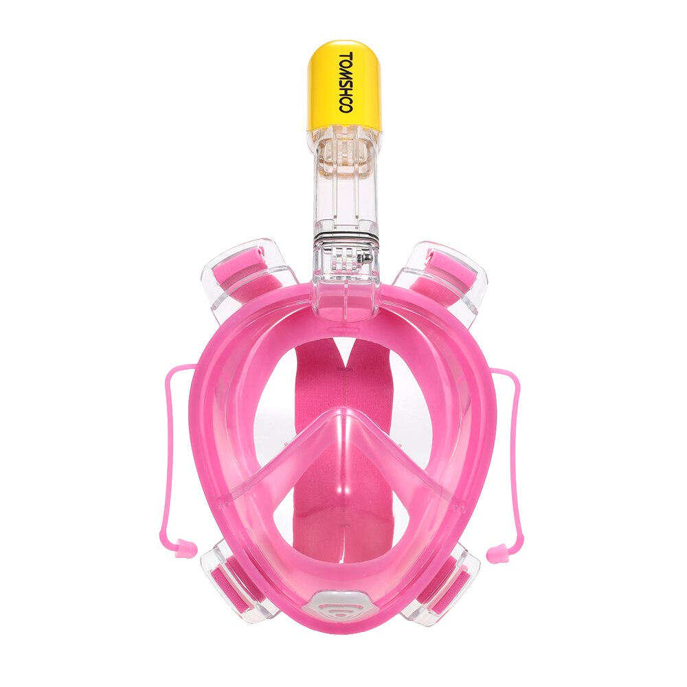 Tomshoo Adult Easy Swimming Diving Snorkeling Mask 180° Panoramic Full Face Free-diving Scuba Diving Equipment Gear: Pink L-XL-2