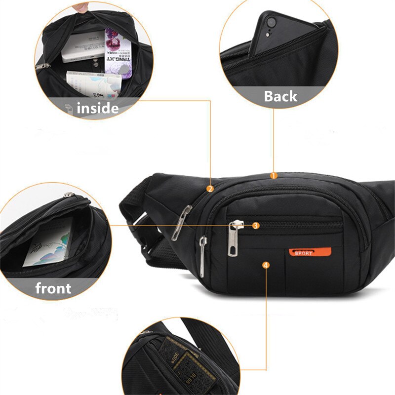 Borsa a tracolla Casual Unisex marsupio impermeabile borse a tracolla solide a tracolla marsupio da uomo marsupio marsupio da viaggio