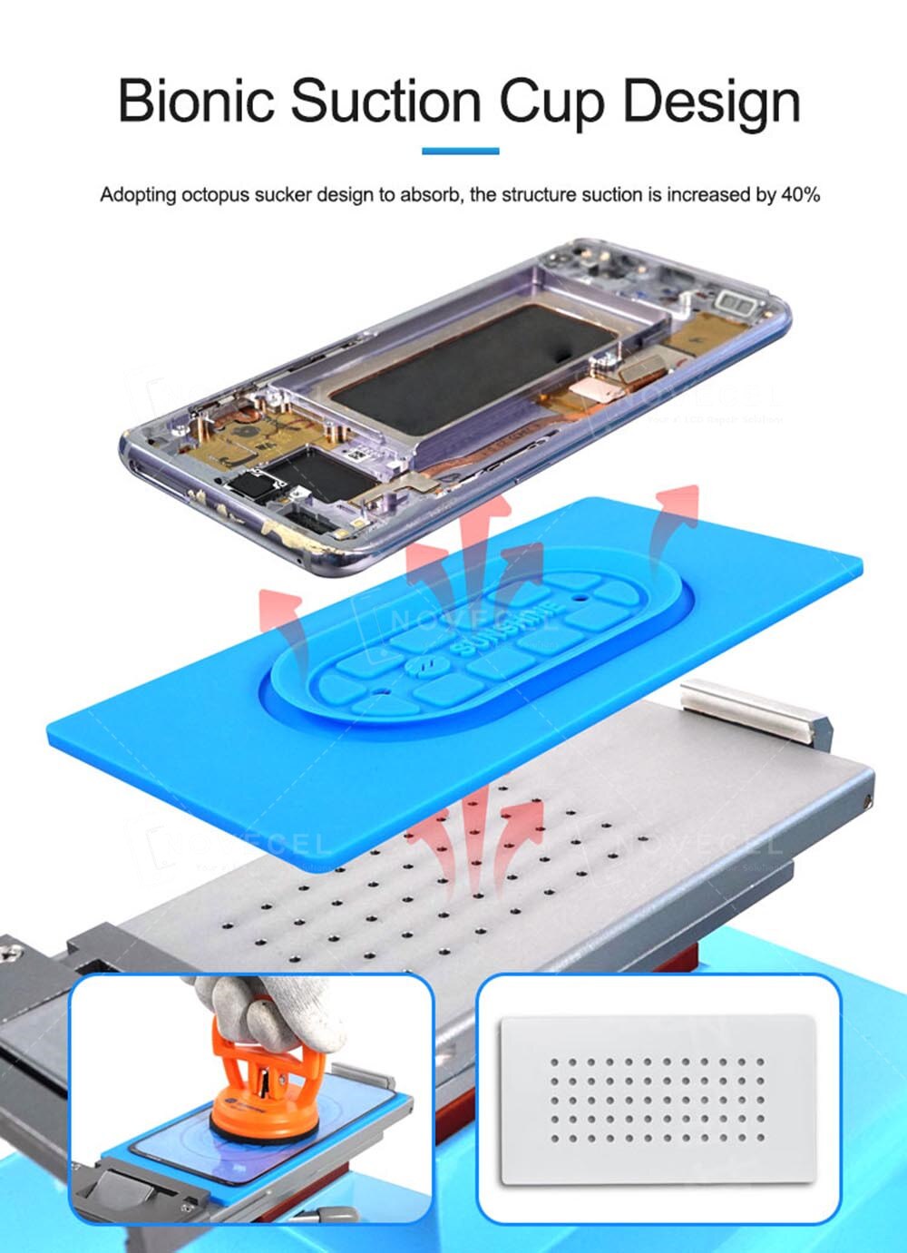 Novecel LCD Screen Separator Machine non-slip Suction Silicone Mat For Manual Vacuum Separator Machine Mobile Phone Repair Tools