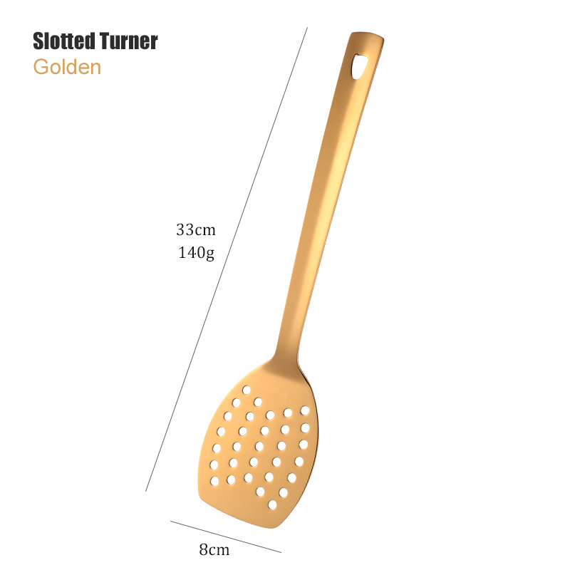 Gold Cooking Tools Set Stainless steel Soup Ladle Spatula Metal kitchenware Colander Rice Spoon Cake Shovel cookware: 2-11