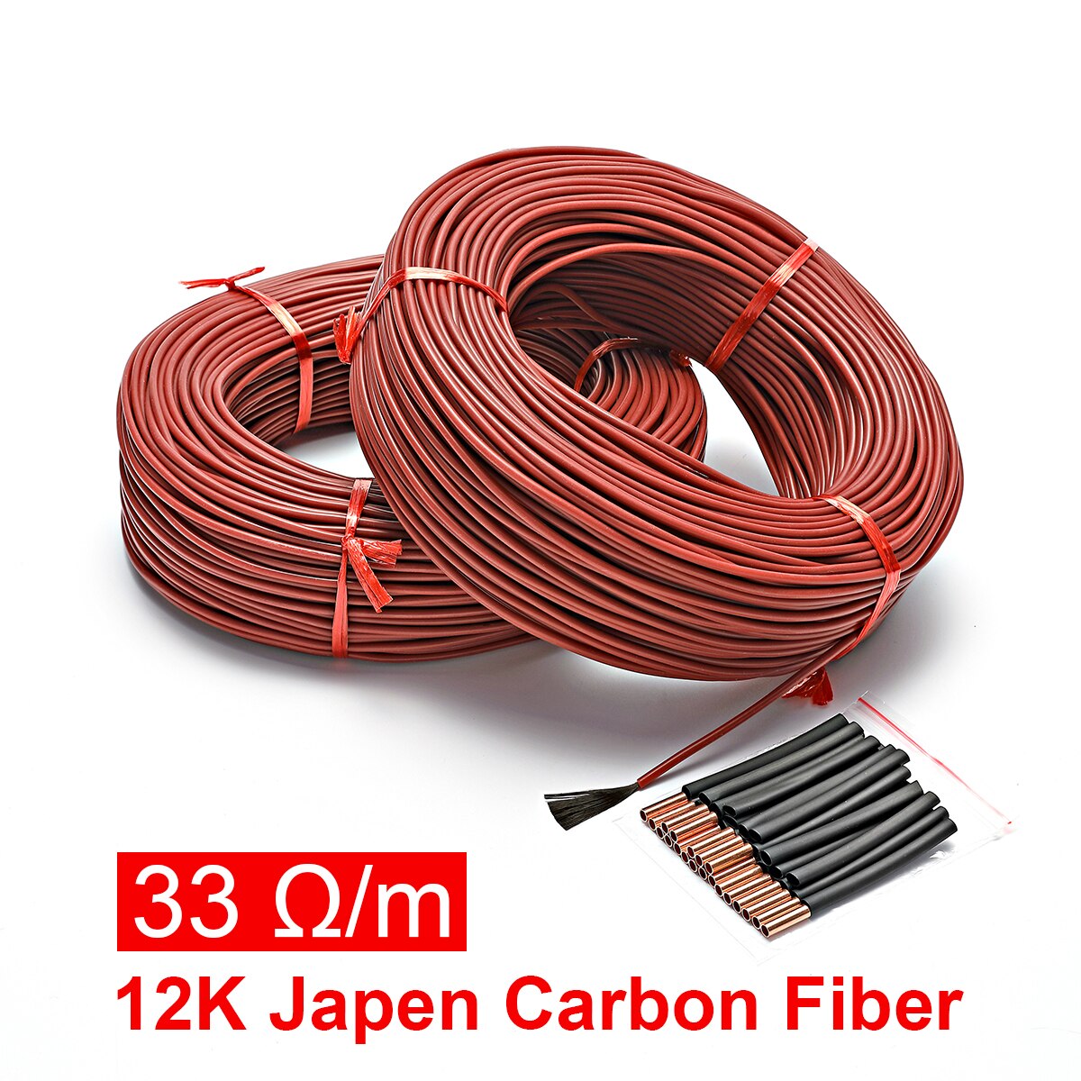 12K Silicone Rubber Infrared Carbon Fiber Electric Warm Floor Heating Cable 33ohm