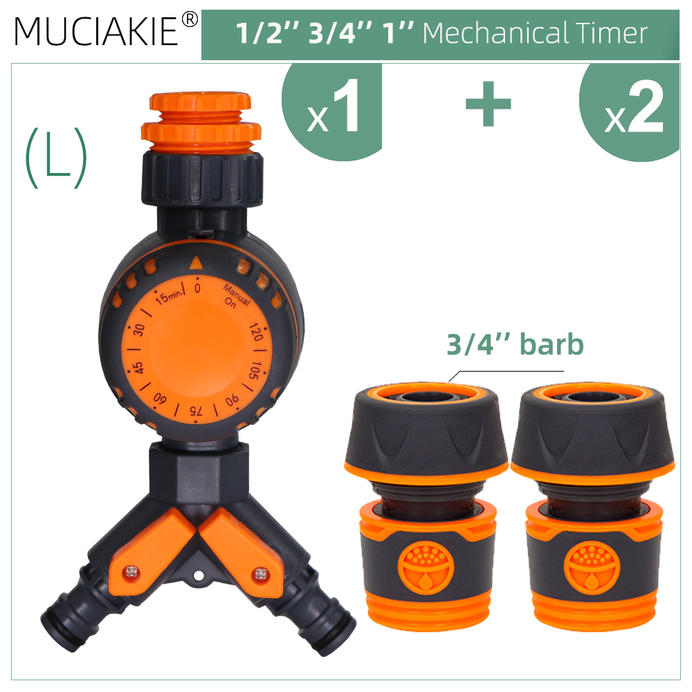 3-Way Double Control Water Timer Garden Automatic Irrigation Controller Intelligent Mechanical 120minutes Sprinklers System Tool: L