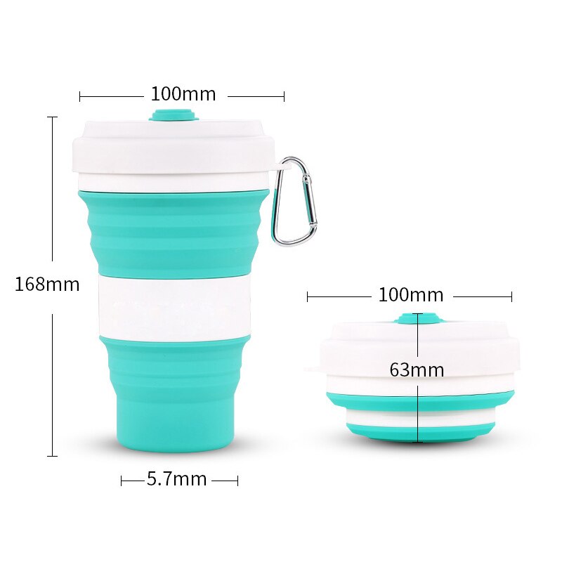 550ml Folding Silicone 10 kleur Draagbare Siliconen Telescopische Drinken Inklapbare koffie cup vouwen silica cup met Deksels Reizen