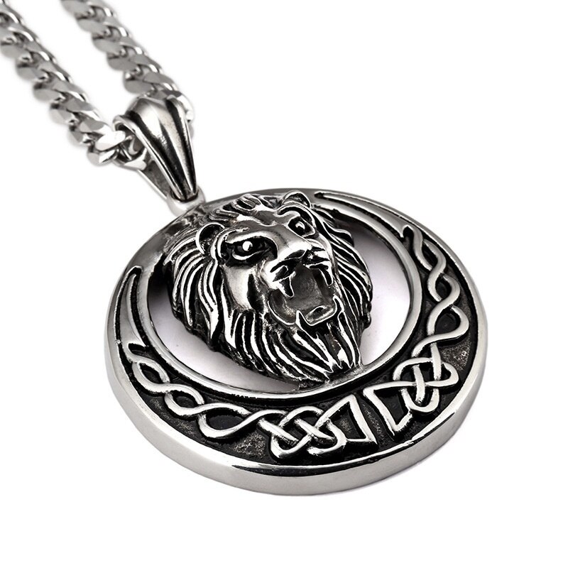 Metal Gold Plated Hip Hop Necklace Lion Punk Pendant Chain Jewelry: Silver