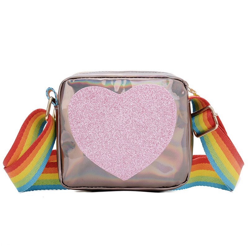 Regenboog Liefde Meisjes Mini Portemonnee Mooie Kinderen Kleine Vierkante Schoudertassen Pu Leer Baby Jongens Kids Crossbody tas