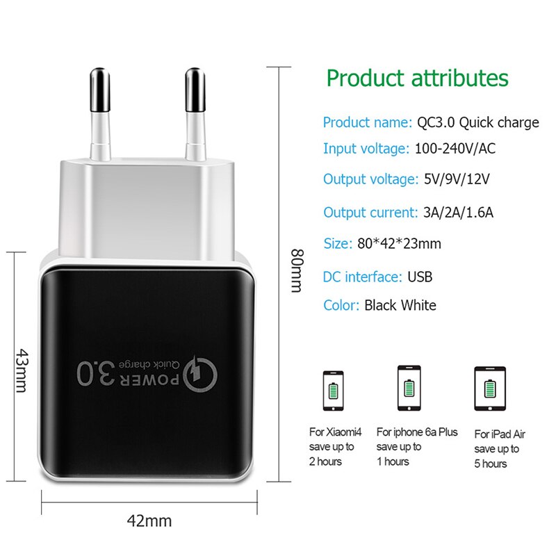 3A Quick Charge 3,0 USB Ladegerät EU UNS Wand Handy Ladegerät Adapter für iPhone 11 Por QC3.0 Schnelle Lade für Samsung Xiaomi