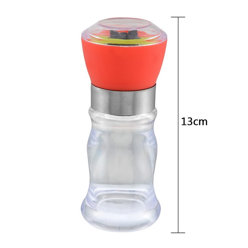 2 in 1 Shape Dual Salt Pepper Mill Spice Grinder Pepper for Kitchen Cooking Tools Easy to Clean: Mini Manually red