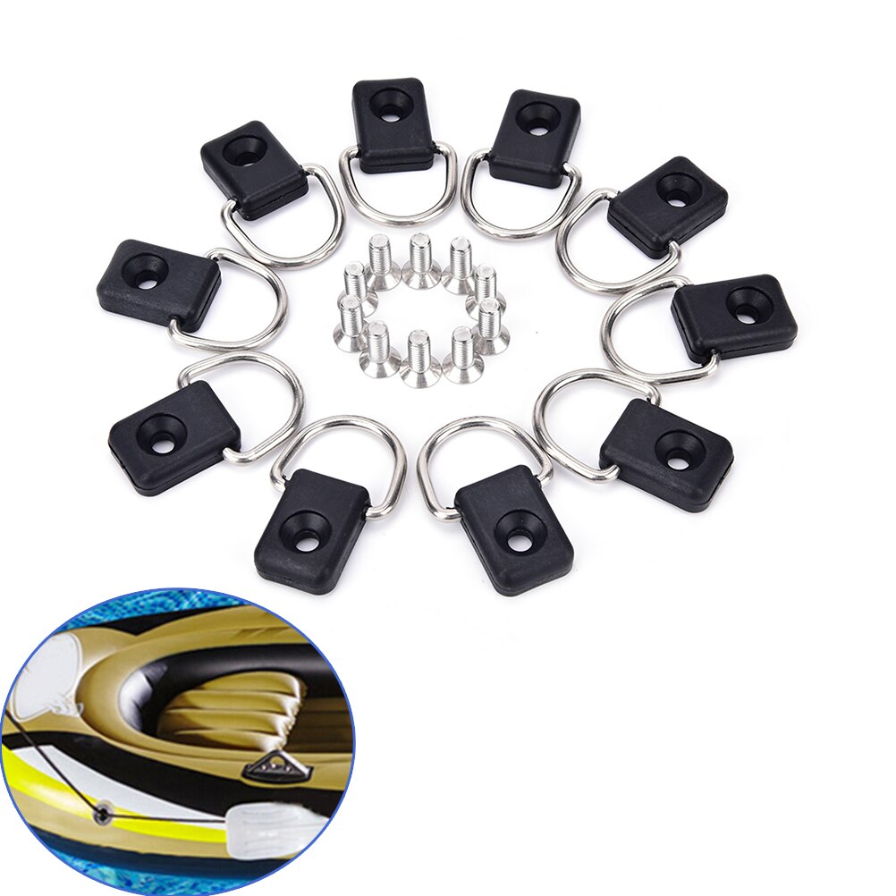 10pcs steel canoe kayak D ring outfitting fishing rigging bungee kit accessory