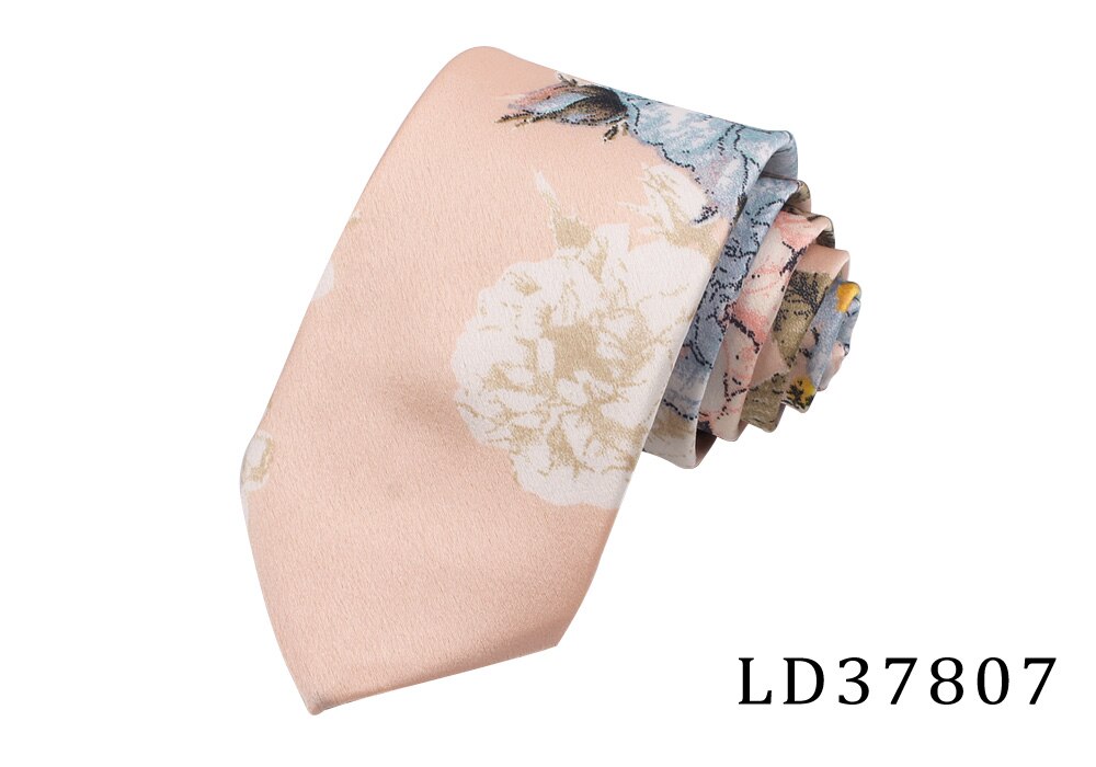 Nowe kwiatowe krawaty dla mężczyzn drukowane szyfonowe krawaty męskie krawaty wiosna lato Slim krawat moda cienki krawat na wesele: LD37807