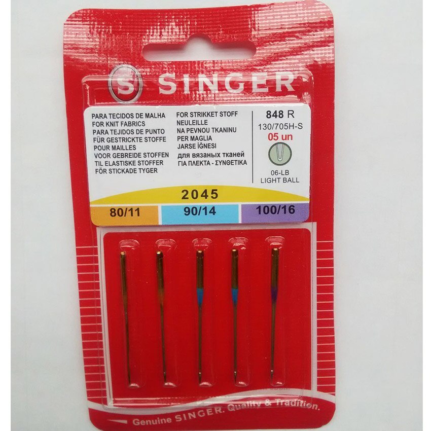 Singer Premium Ball Point Sewing Machine Needles 2045 - Sizes 80/11,100/16- 1pack =5pcs Singer needle: SIN-2045-mixed sized