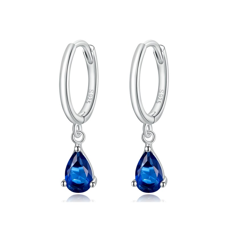 Pendientes de gota de agua de plata BAMOER ISHWAR, Plata de Ley 925, pendiente con forma de gota de 4 colores para mujer, joyería llamativa SCE1018: Gris