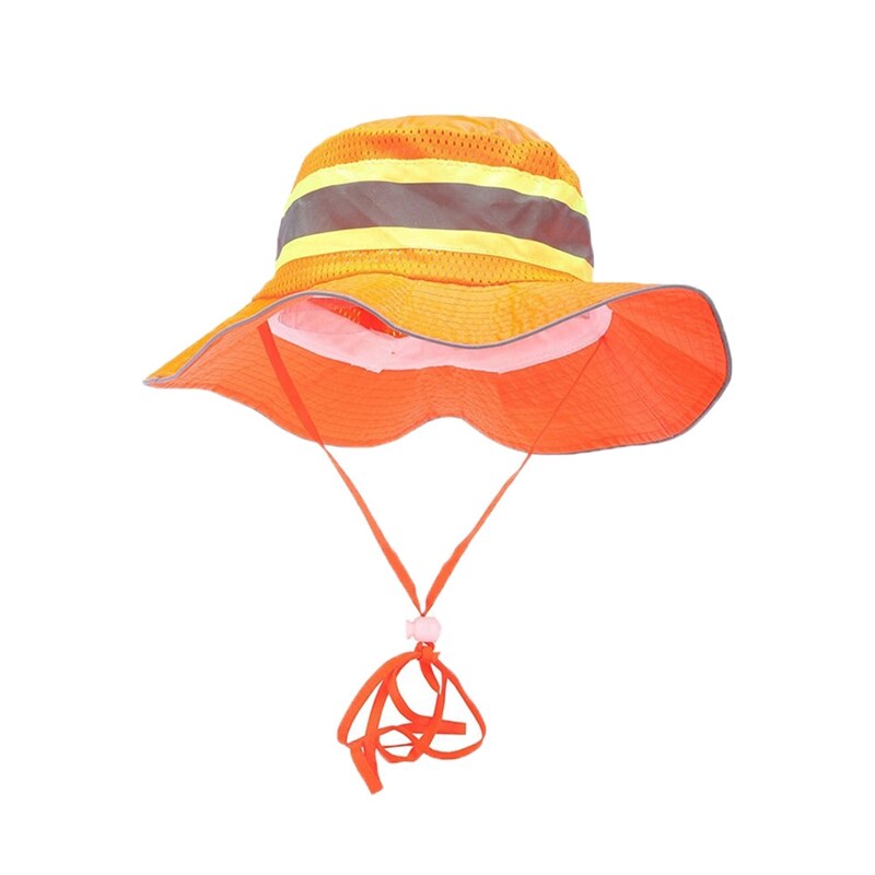 Wide Brim High Visibility Reflective Cap Outdoor Workplace Safety Sun Protection Breathable Mesh Hat