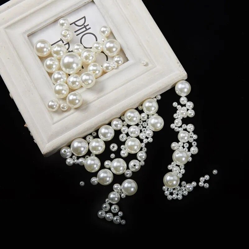 3/4/5/6/8/10/12/14/16mm Perlen Runde lose Perlen Acryl Spacer Perlen Nachahmung Für Schmuck Machen DIY Kleid Perlen Perlen: beige-With HOLE / 3mm   1000pcs