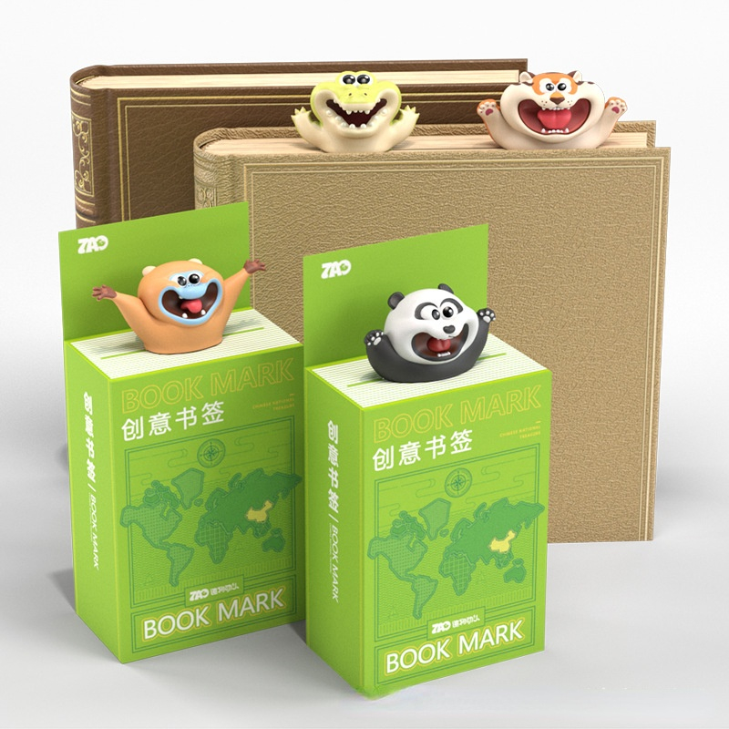 PVC Cute bookmark Funny Original Creation 3D Animals National Treasures Bookmarks Tiger Alligator book mark kawaii stationery