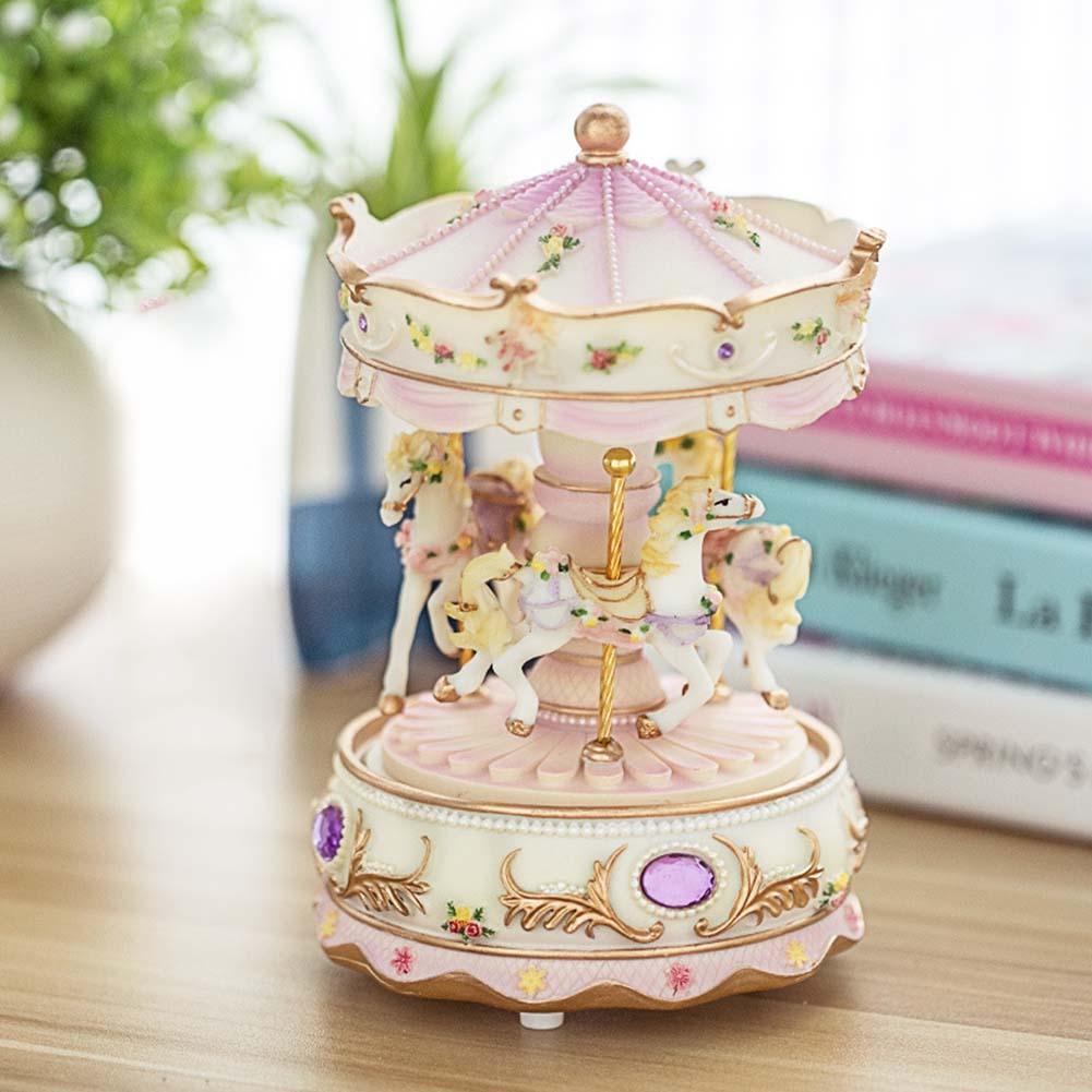 Caja de música carrusel luz LED Merry Go ronda niños niñas cumpleaños navidad niños juguete vacaciones boda decoración uso