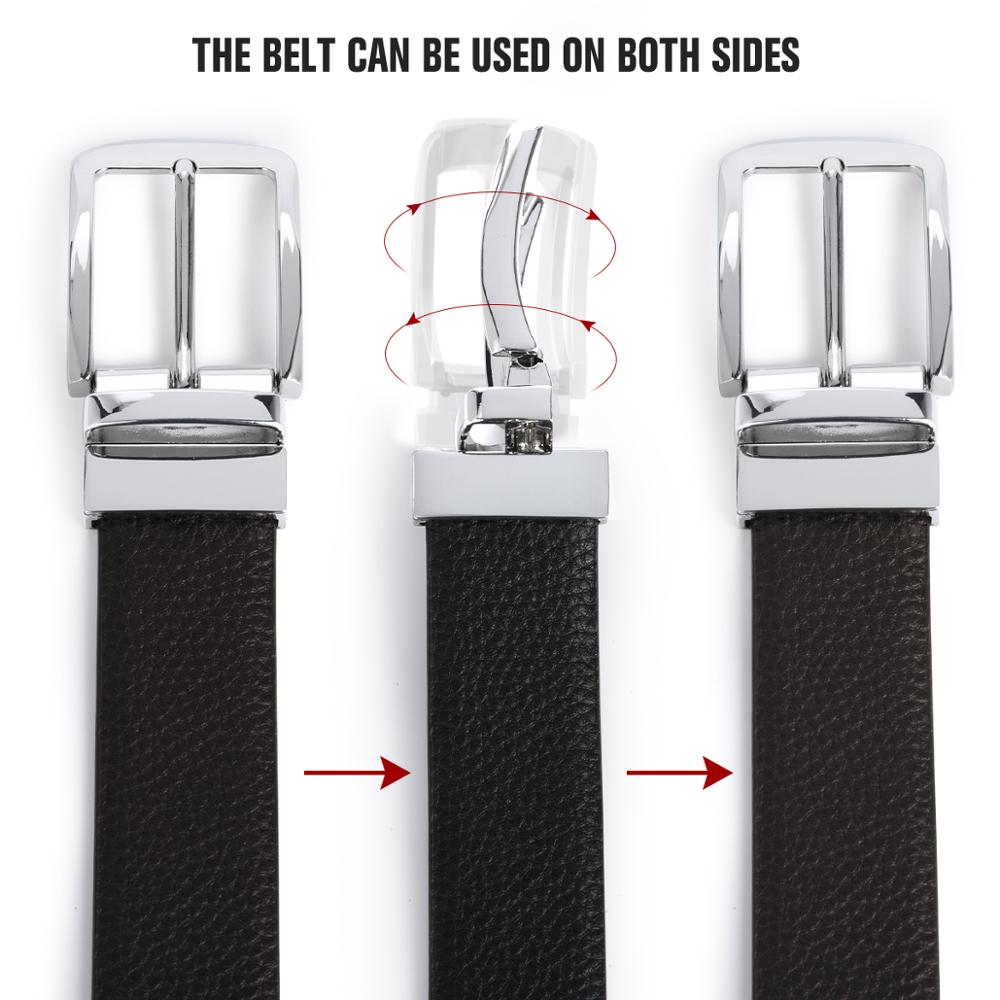 Reversible Buckle Men Belt for Jeans Leather Belt Double Side Usage Male Strap for Pants