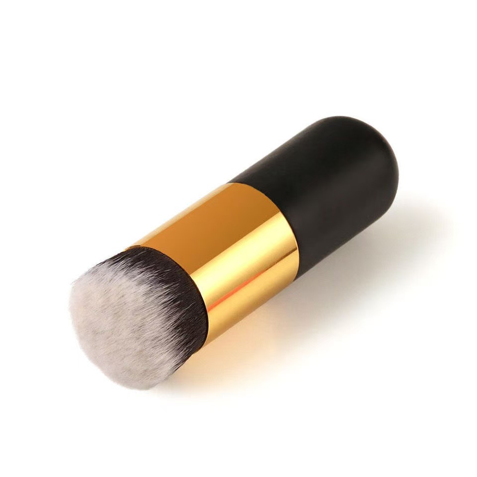Brocha plana portátil para base de maquillaje, brocha de resaltado , brocha para polvo suelto, herramienta cosmética de de: Azul