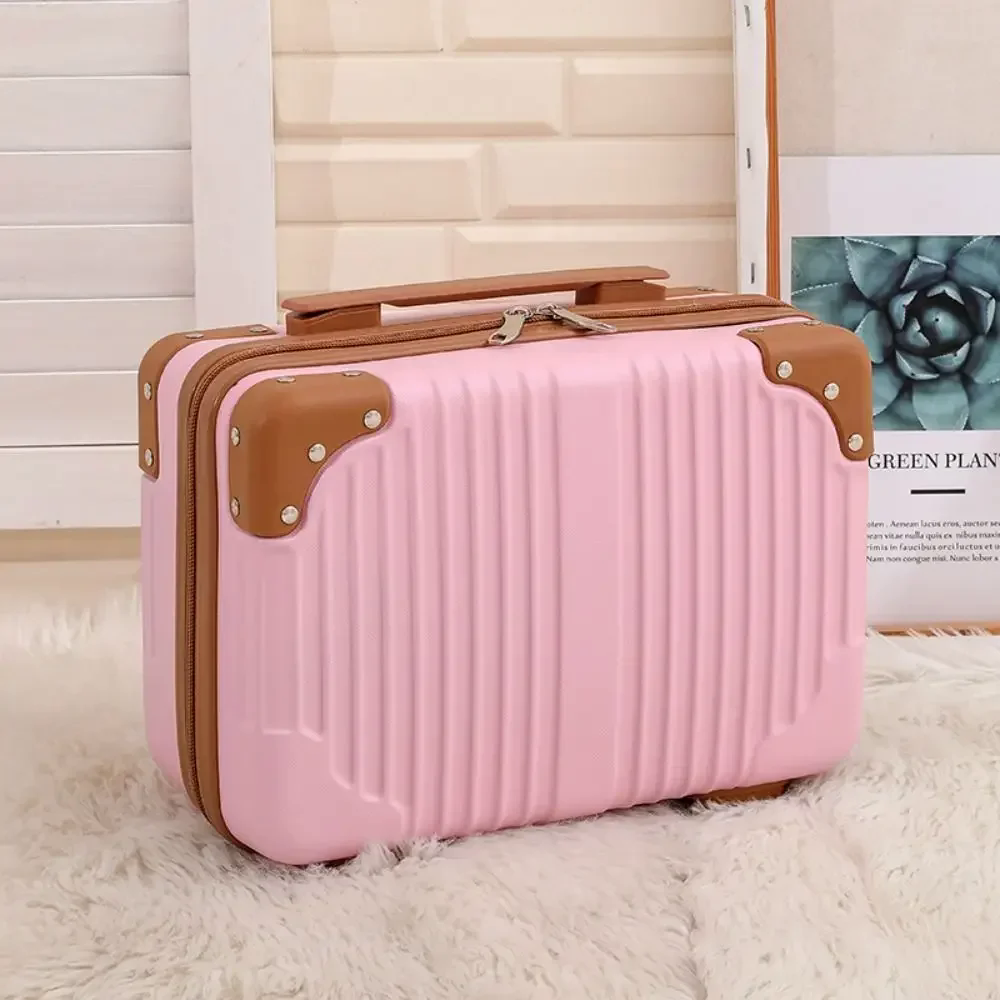 14 inch Mini Travel Suitcase Cosmetic Box Hand Luggage Organizer Makeup Case Small Password Box Boarding Case2025: Burgundy