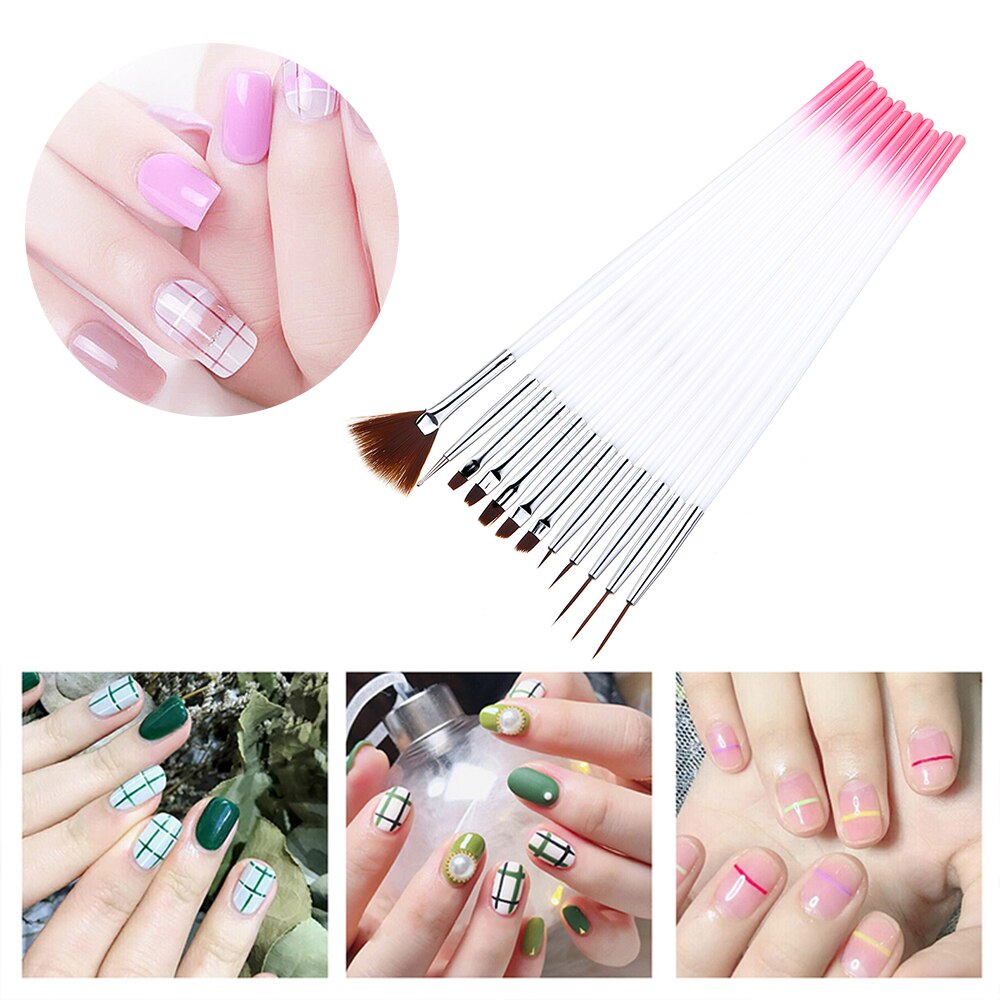 Brosse à ongles pour manucure Gel brosse pour Nail Art 12 pièces/ensemble Ombre brosse pour dégradé pour Gel vernis à ongles peinture dessin