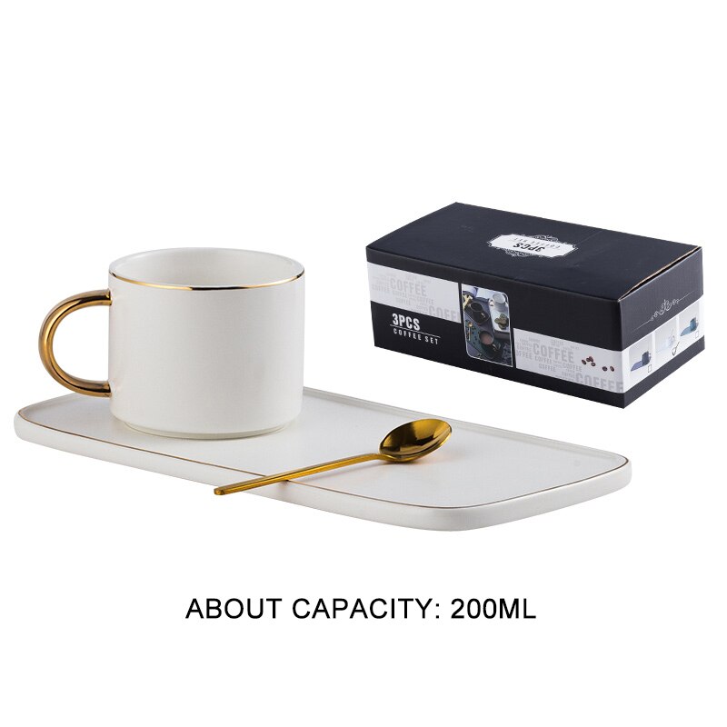 Coffee cup saucer with spoon luxury Phnom Penh ceramic cup and saucer breakfast, afternoon tea cup and saucer tray box set: C