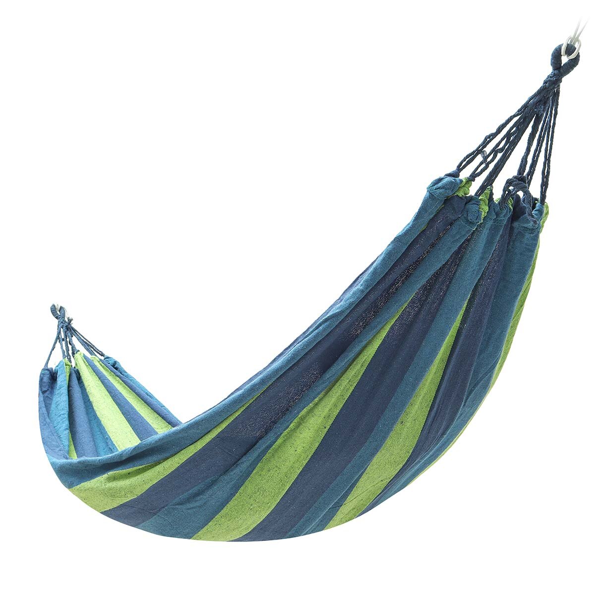 Portable Hammock Outdoor Hammock Beach Travel Camping Garden Sports Home Swing Canvas Stripe Hang Bed Hammock Double People: blue