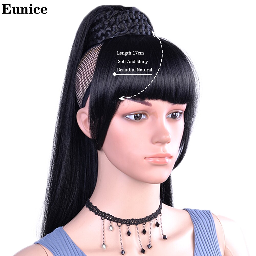 Yaki rak klämma i hårsvans löshår hästsvans med lugg syntetiskt hår hästsvans hårförlängning för kvinnor