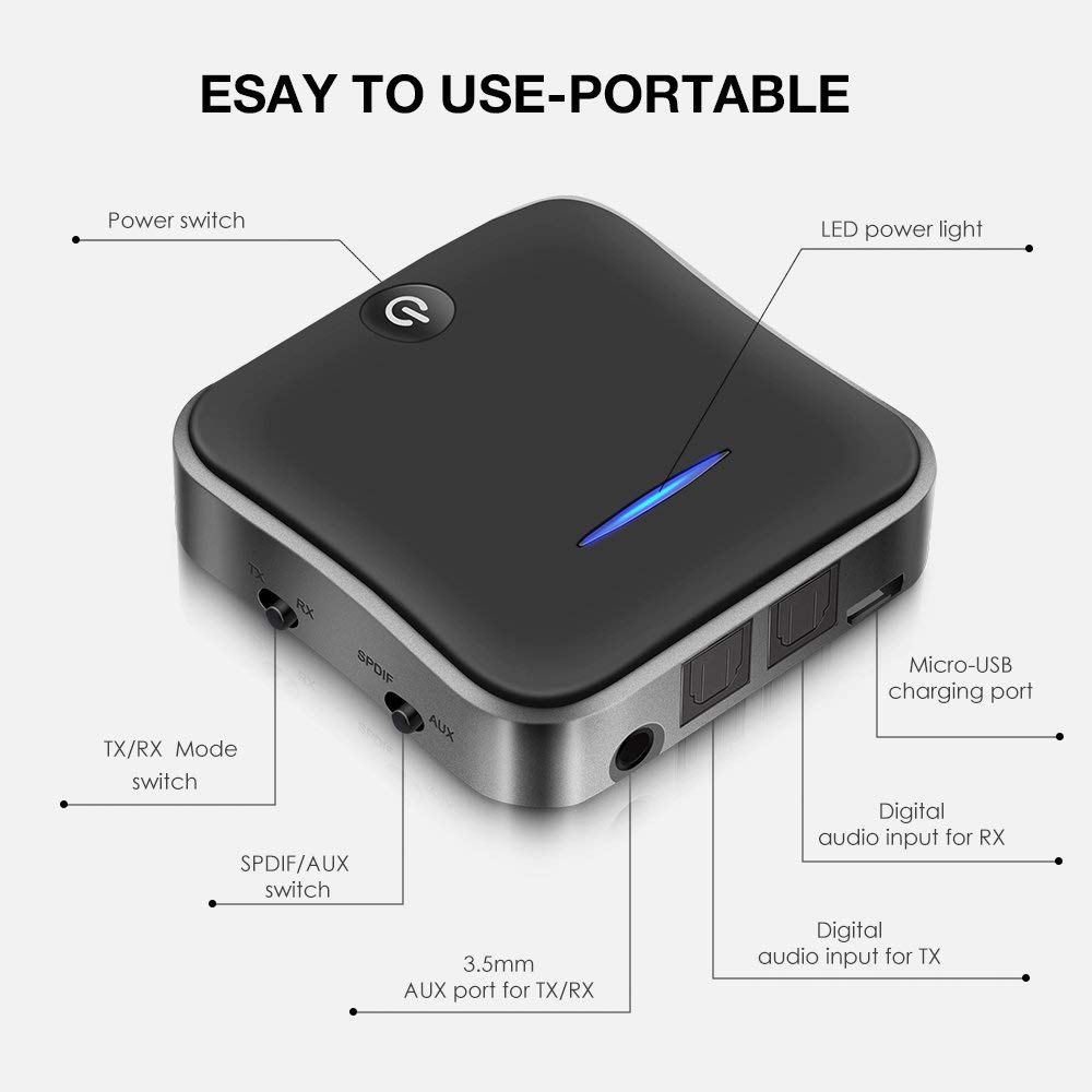 Bluetooth Absender Empfänger 5,0 kabellos Adapter CSR8675 Aptx HD Adapter Optische Toslink/3,5mm AUX/SPDIF Für Auto TV Lautsprecher