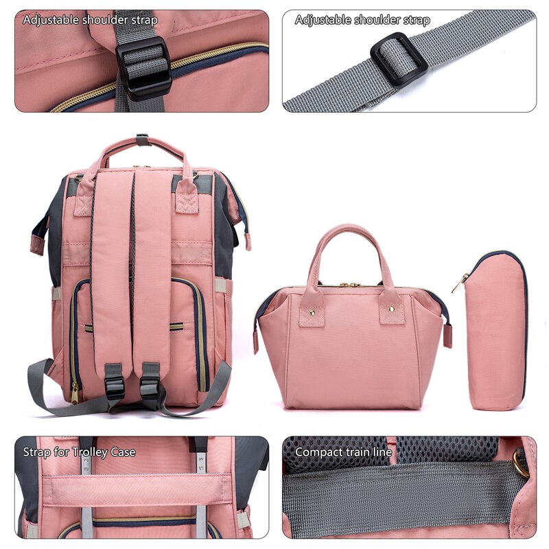 LEQUEEN – sac à dos à langer pour 3 personnes, sacoche de maternité, de voyage, multifonction, grande taille,