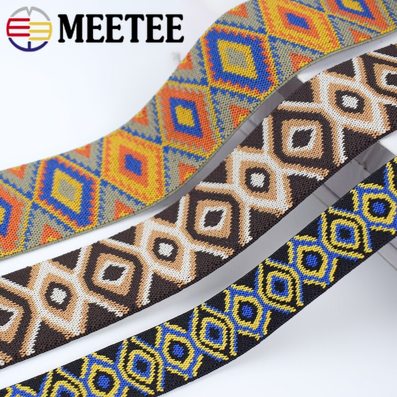 Meetee 2/5M 25/40/50Mm Etnische Polyester Elastische Band Broek Skrit Riem Rubber Lente singels Diy Kleding Strap Naaien Accessoire