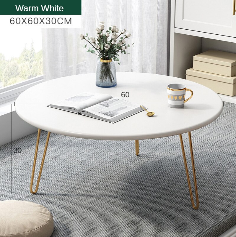 K-Star Bay Window Small Coffee Table Light Luxury Home Balcony Small Table Simple Modern Sitting Tatami Table: Round White60x60x30