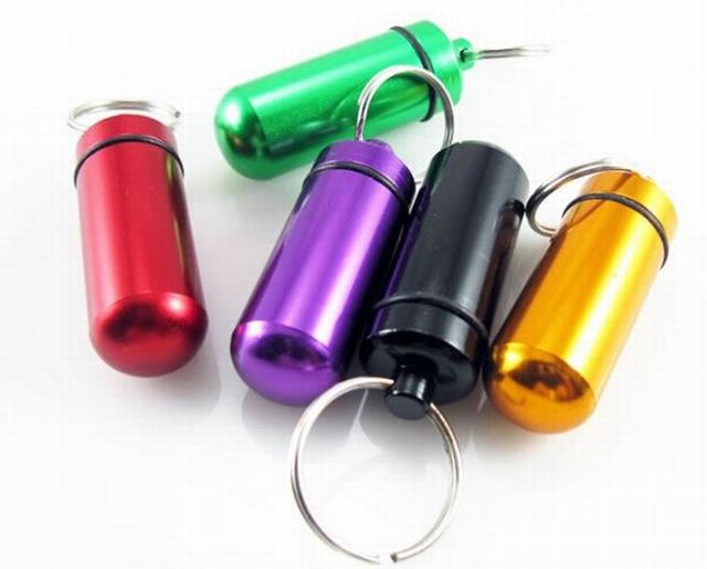 10pcs/lot Micro 6 colors Pill box case Cache Container Geocache Geocaching Key rings keychain holder