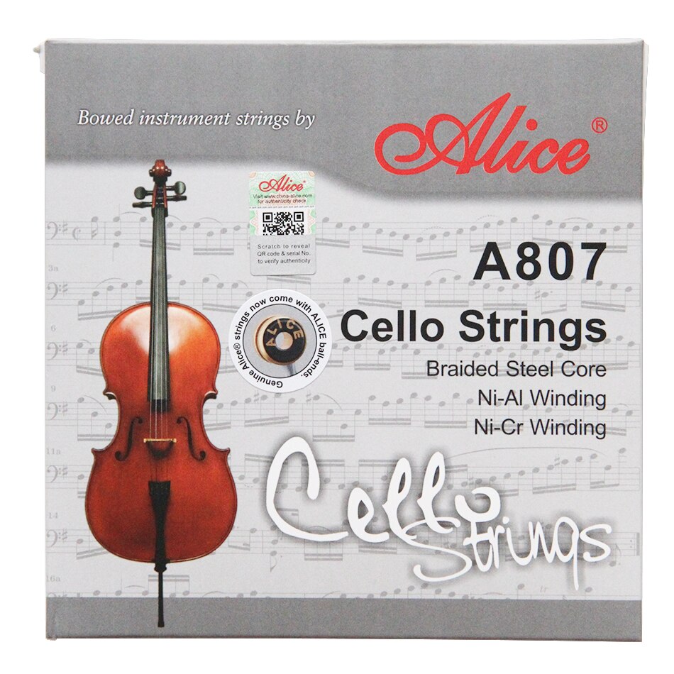 Alice A807 Cello Snaren Gevlochten Stalen Kern
