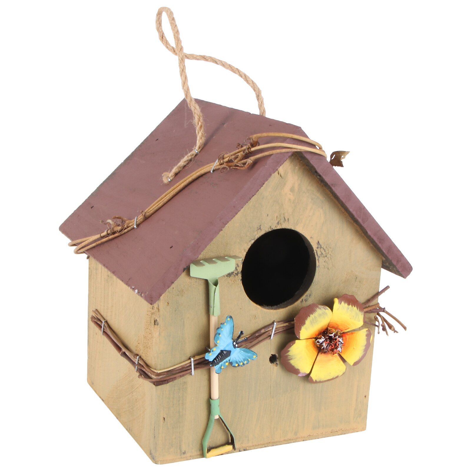 1Pc Wood Bird Nest Outdoor Wood Hanging Bird House Garden Hanging Bird Nest