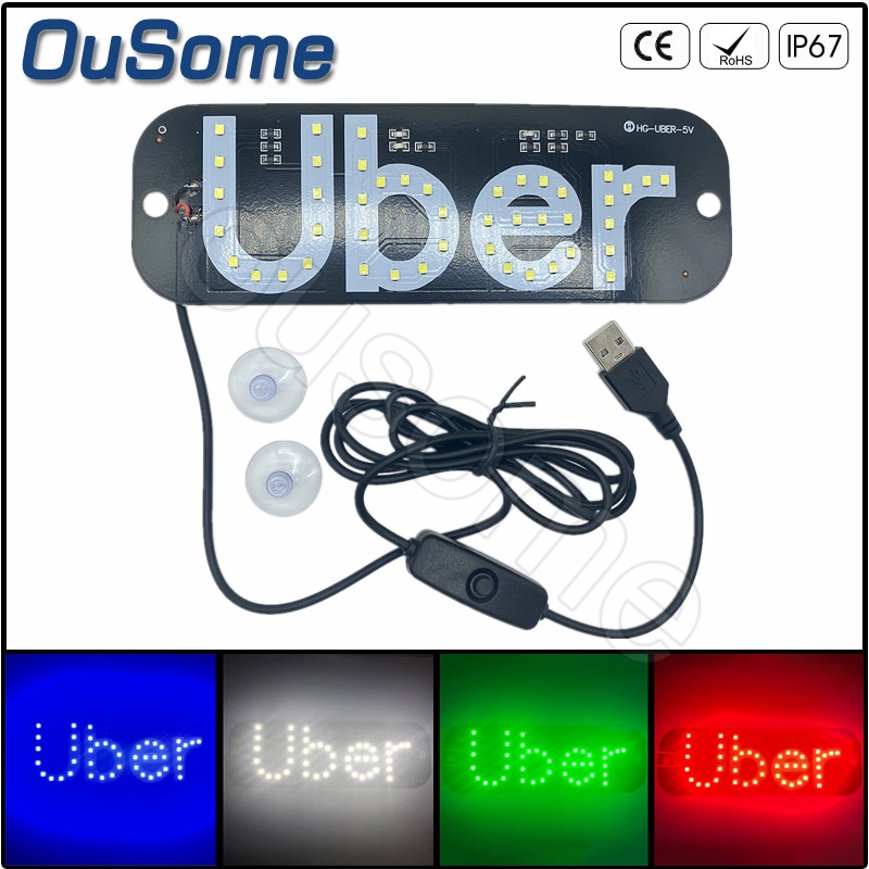 indicador LED para Taxi, para coche, Panel de luz de señal, luz de advertencia, rojo, blanco, azul, verde, USB con interruptor, baliza de succión, luz Uber