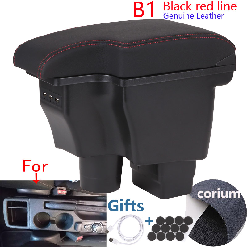 Reposabrazos para MAZDA CX-3, reequipamiento para Mazda 2 Skyactiv versión cx3, caja de almacenamiento para reposabrazos de coche, accesorios para coche, detalles interiores USB: Rojo