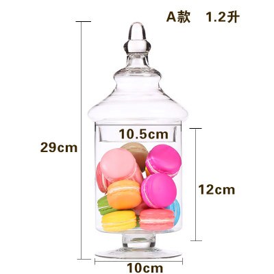 Nordisk glas slik krukke stor opbevaringsflaske hjem gennemsigtig glas opbevaring krukke med låg bryllup dessert bord dekoration krukke: 1 stk-a